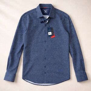 Stone Rose T-Series Knit Shirt Mens Large Navy Playing Card Print Long Sleeve